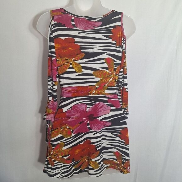 Boston Proper Womens Mini Dress Cold Shoulder Rave EDM Boho Artsy Chic XS - Picture 10 of 14